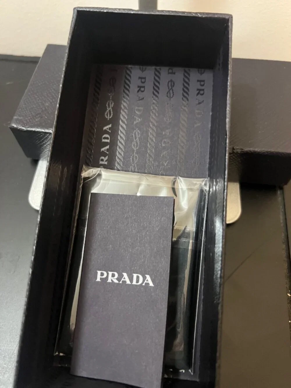 Prada Black Textured Cardboard Eyeglass BOX With Accessories